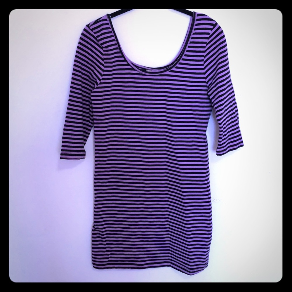 Cotton dress-lilac with black stripes